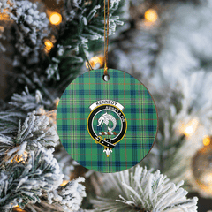Clan Kennedy Ancient Tartan Crest Round Ceramic Ornament HU99 Kennedy Ancient Tartan Tartan Christmas
