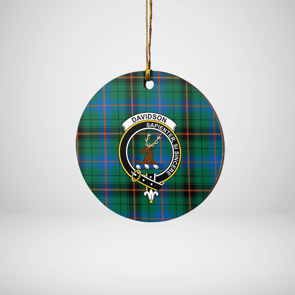 Clan Davidson Ancient Tartan Crest Round Ceramic Ornament VE50 Davidson Ancient Tartan Tartan Christmas