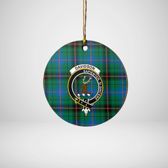 Clan Davidson Ancient Tartan Crest Round Ceramic Ornament VE50 Davidson Ancient Tartan Tartan Christmas