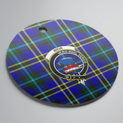 Clan Weir Modern Tartan Crest Round Ceramic Ornament YF34 Weir Modern Tartan Tartan Christmas