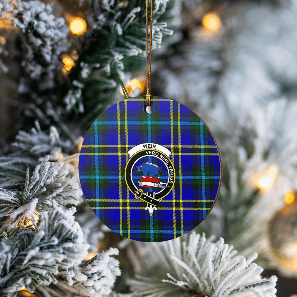 Clan Weir Modern Tartan Crest Round Ceramic Ornament YF34 Weir Modern Tartan Tartan Christmas