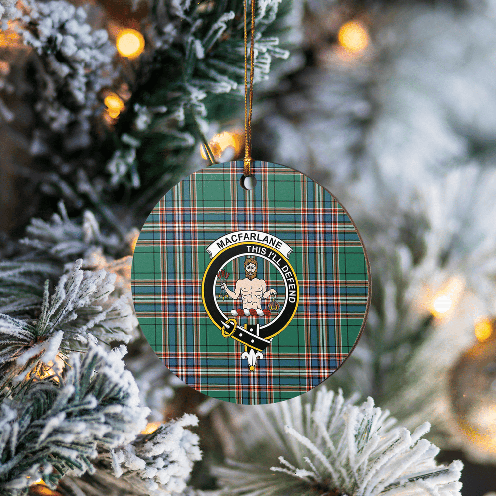 Clan MacFarlane Hunting Ancient Tartan Crest Round Ceramic Ornament MB72 MacFarlane Hunting Ancient Tartan Tartan Christmas