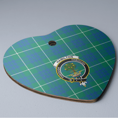 Clan Hamilton Hunting Ancient Tartan Crest Heart Ceramic Ornament FV27 Hamilton Hunting Ancient Tartan Tartan Christmas