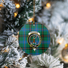 Clan Davidson Ancient Tartan Crest Round Ceramic Ornament VE50 Davidson Ancient Tartan Tartan Christmas