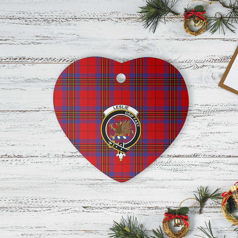 Clan Leslie Modern Tartan Crest Heart Ceramic Ornament BP78 Leslie Modern Tartan Tartan Christmas
