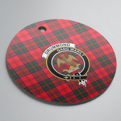 Clan Drummond Modern Tartan Crest Round Ceramic Ornament TN39 Drummond Modern Tartan Tartan Christmas