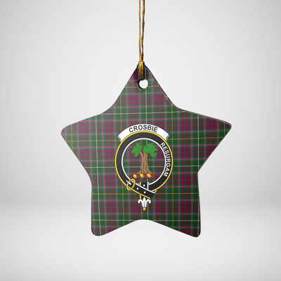 Clan Crosbie Tartan Crest Star Ceramic Ornament
