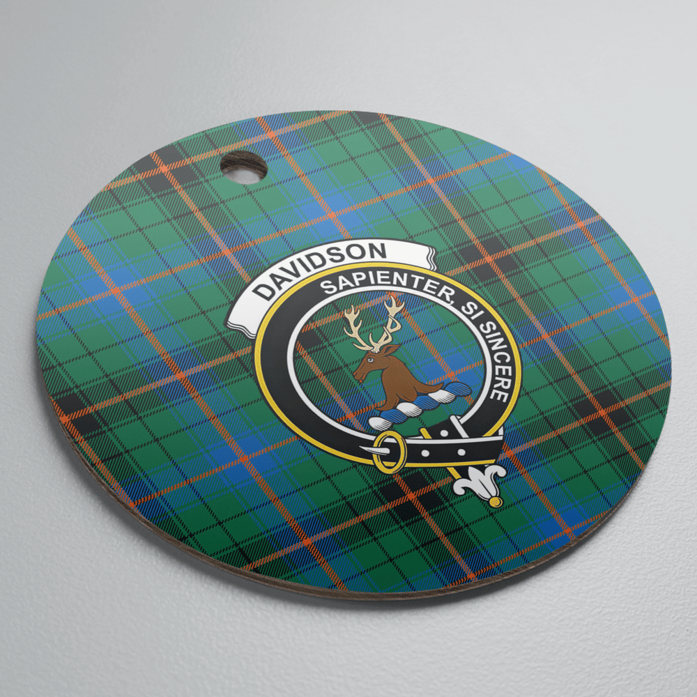 Clan Davidson Ancient Tartan Crest Round Ceramic Ornament VE50 Davidson Ancient Tartan Tartan Christmas