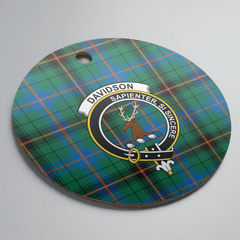 Clan Davidson Ancient Tartan Crest Round Ceramic Ornament VE50 Davidson Ancient Tartan Tartan Christmas