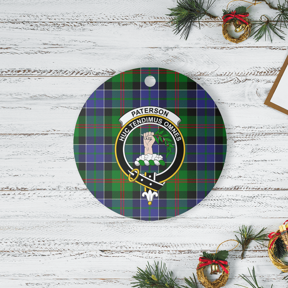 Clan Paterson Tartan Crest Round Ceramic Ornament LF83 Paterson Tartan Tartan Christmas