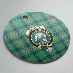 Clan Kennedy Ancient Tartan Crest Round Ceramic Ornament HU99 Kennedy Ancient Tartan Tartan Christmas