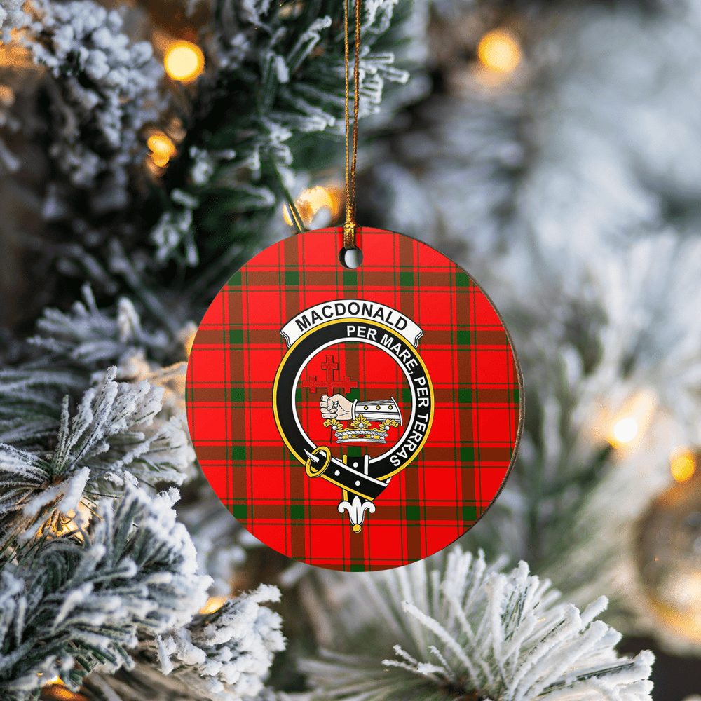 Clan MacDonald of Sleat Tartan Crest Round Ceramic Ornament IV24 MacDonald of Sleat Tartan Tartan Christmas
