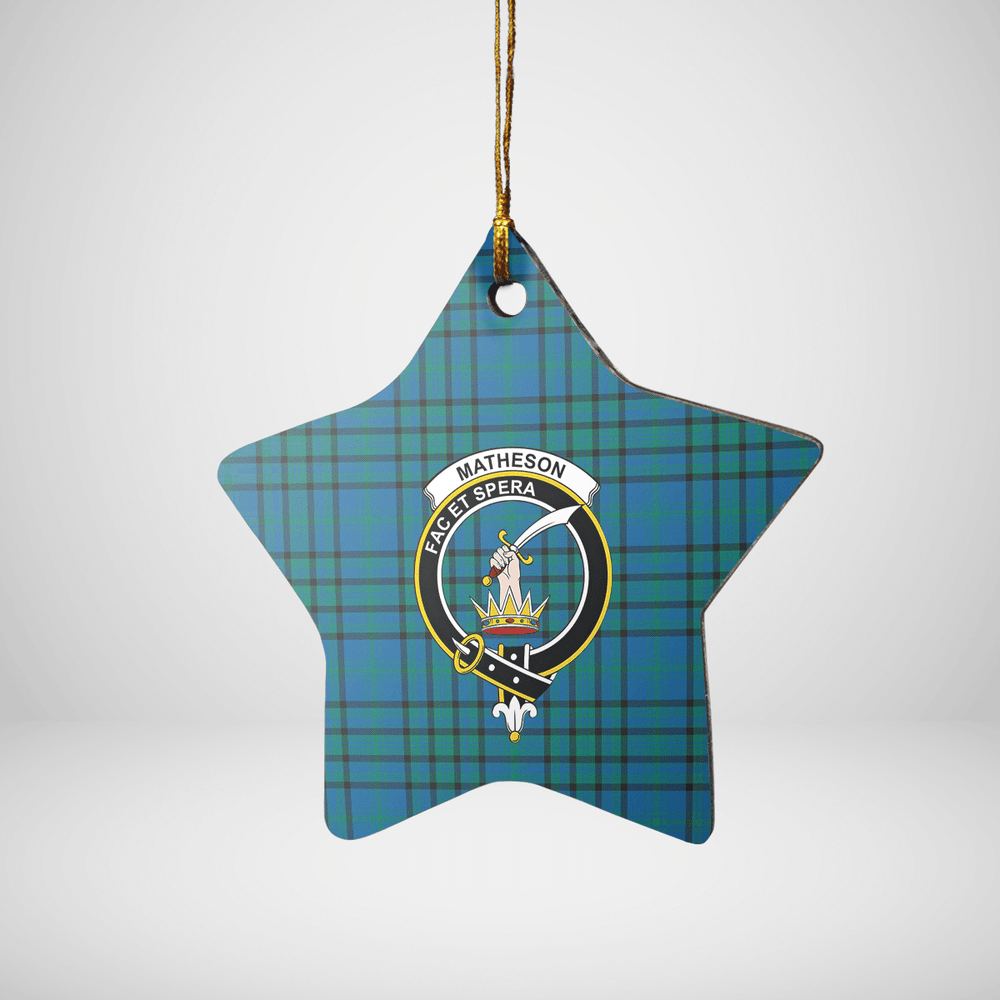 Clan Matheson Hunting Ancient Tartan Crest Star Ceramic Ornament UV78 Matheson Hunting Ancient Tartan Tartan Christmas