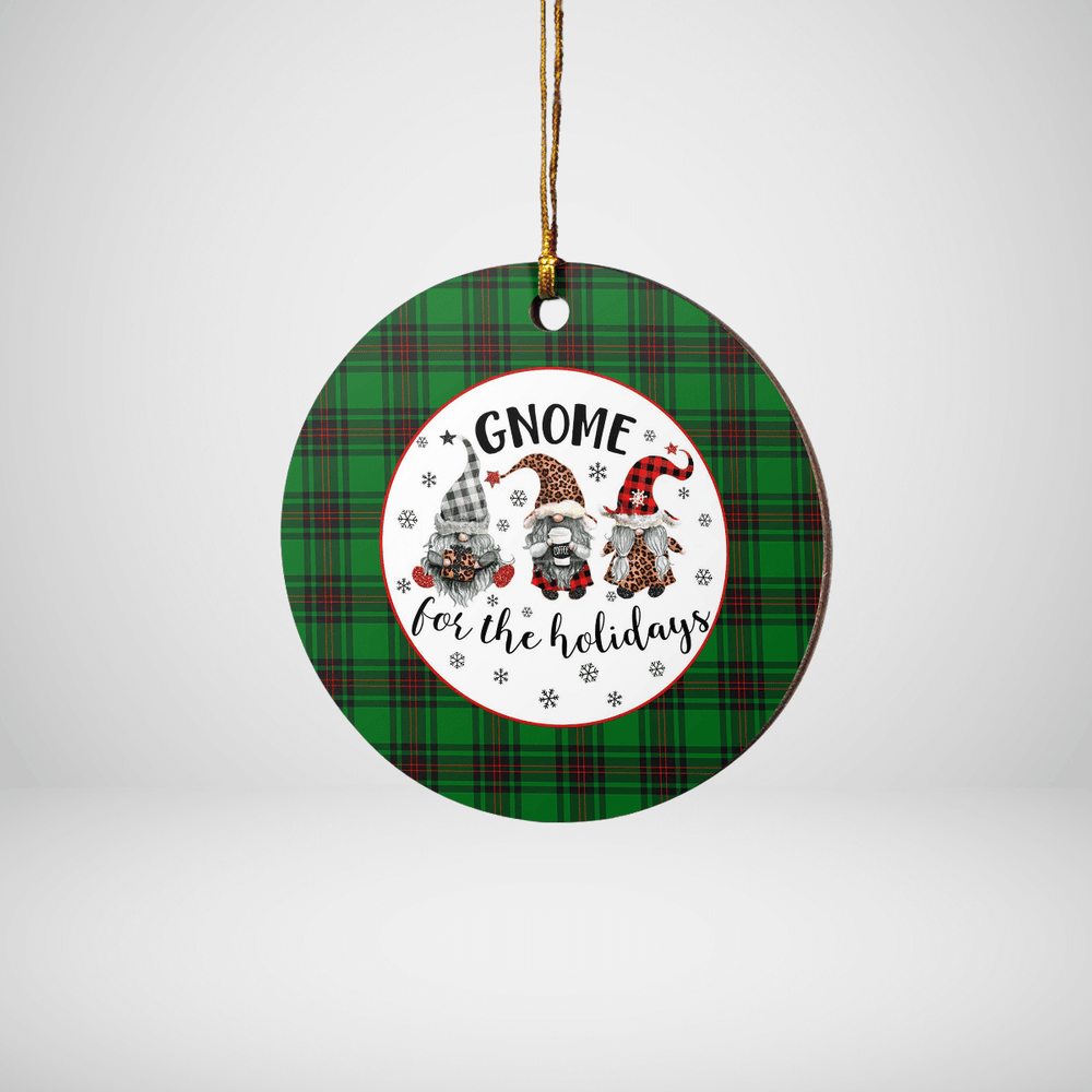 Clan Logie Tartan Tartan Crest Gnome Round Ceramic Ornament BB22 Logie Tartan Tartan Christmas