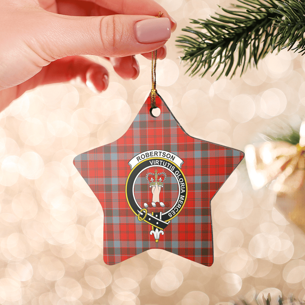 Clan Robertson Weathered Tartan Crest Star Ceramic Ornament XN33 Robertson Weathered Tartan Tartan Christmas