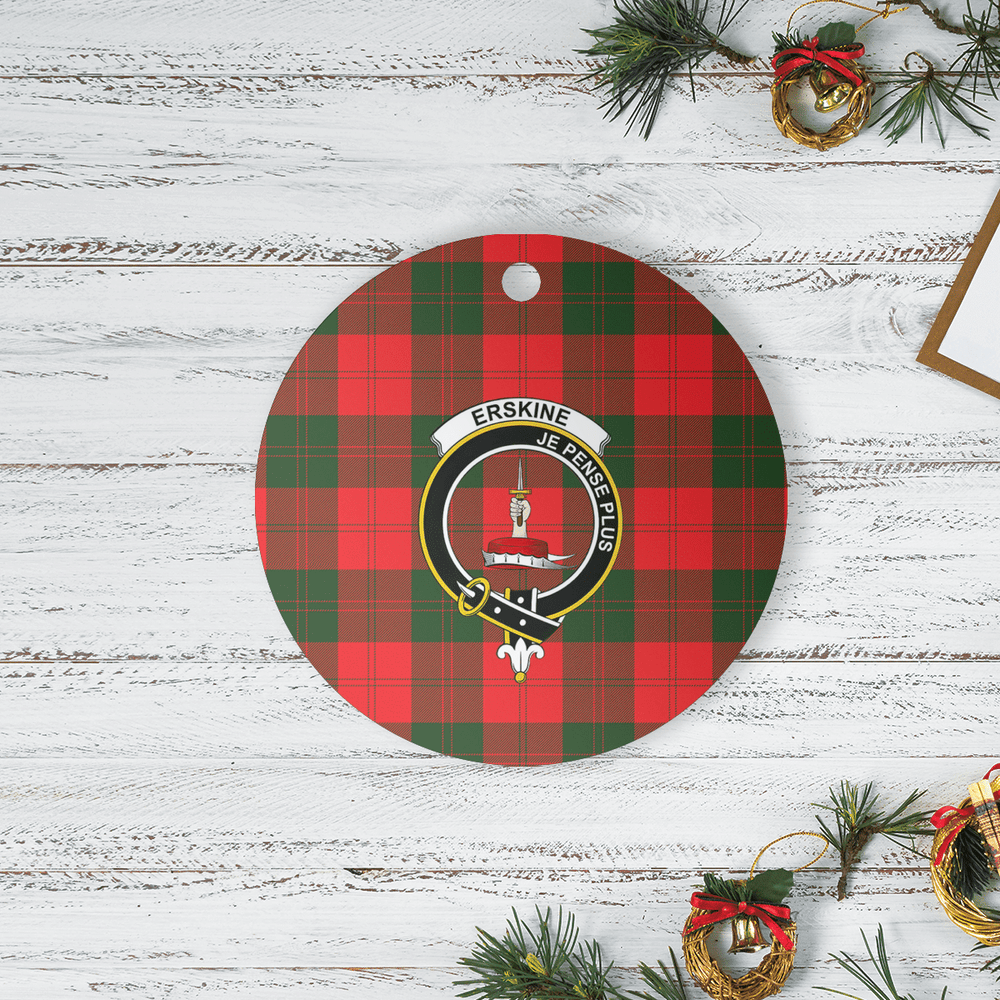 Clan Erskine Modern Tartan Crest Round Ceramic Ornament YX19 Erskine Modern Tartan Tartan Christmas