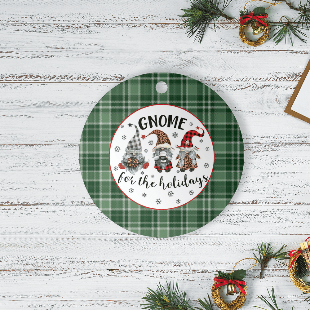 Clan MacDonald Lord of the Isles Hunting Tartan Tartan Crest Gnome Round Ceramic Ornament KL80 MacDonald Lord of the Isles Hunting Tartan Tartan Christmas