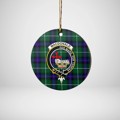 Clan MacDonald of the Isles Hunting Modern Tartan Crest Round Ceramic Ornament