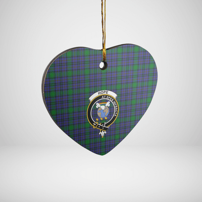 Clan Hope Tartan Crest Heart Ceramic Ornament