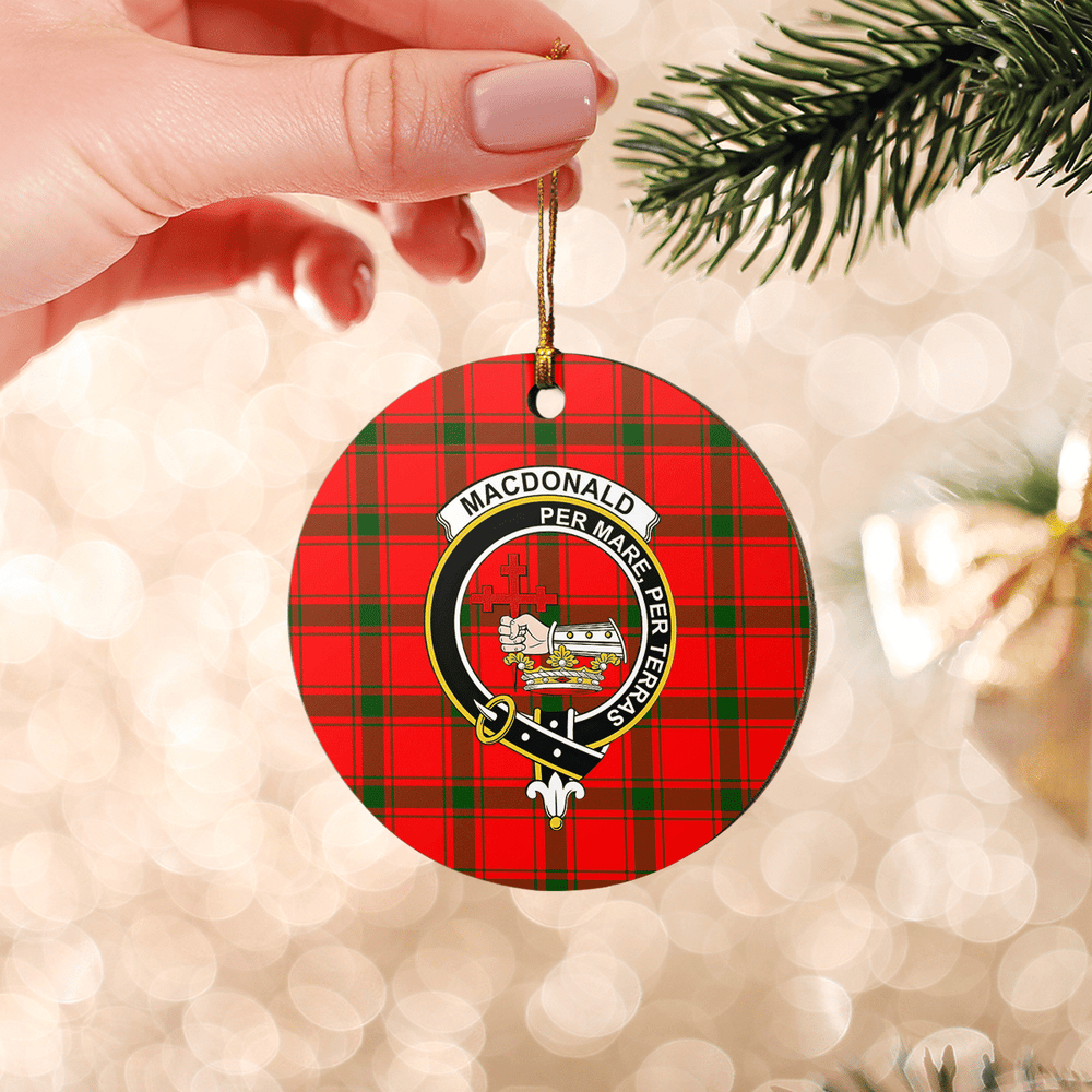 Clan MacDonald of Sleat Tartan Crest Round Ceramic Ornament IV24 MacDonald of Sleat Tartan Tartan Christmas