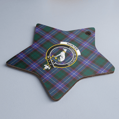 Clan Hunter Modern Tartan Crest Star Ceramic Ornament YE74 Hunter Modern Tartan Tartan Christmas