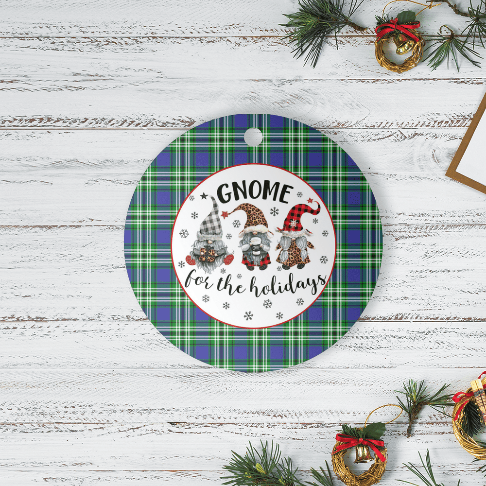 Clan Haliburton Tartan Tartan Crest Gnome Round Ceramic Ornament MA61 Haliburton Tartan Tartan Christmas