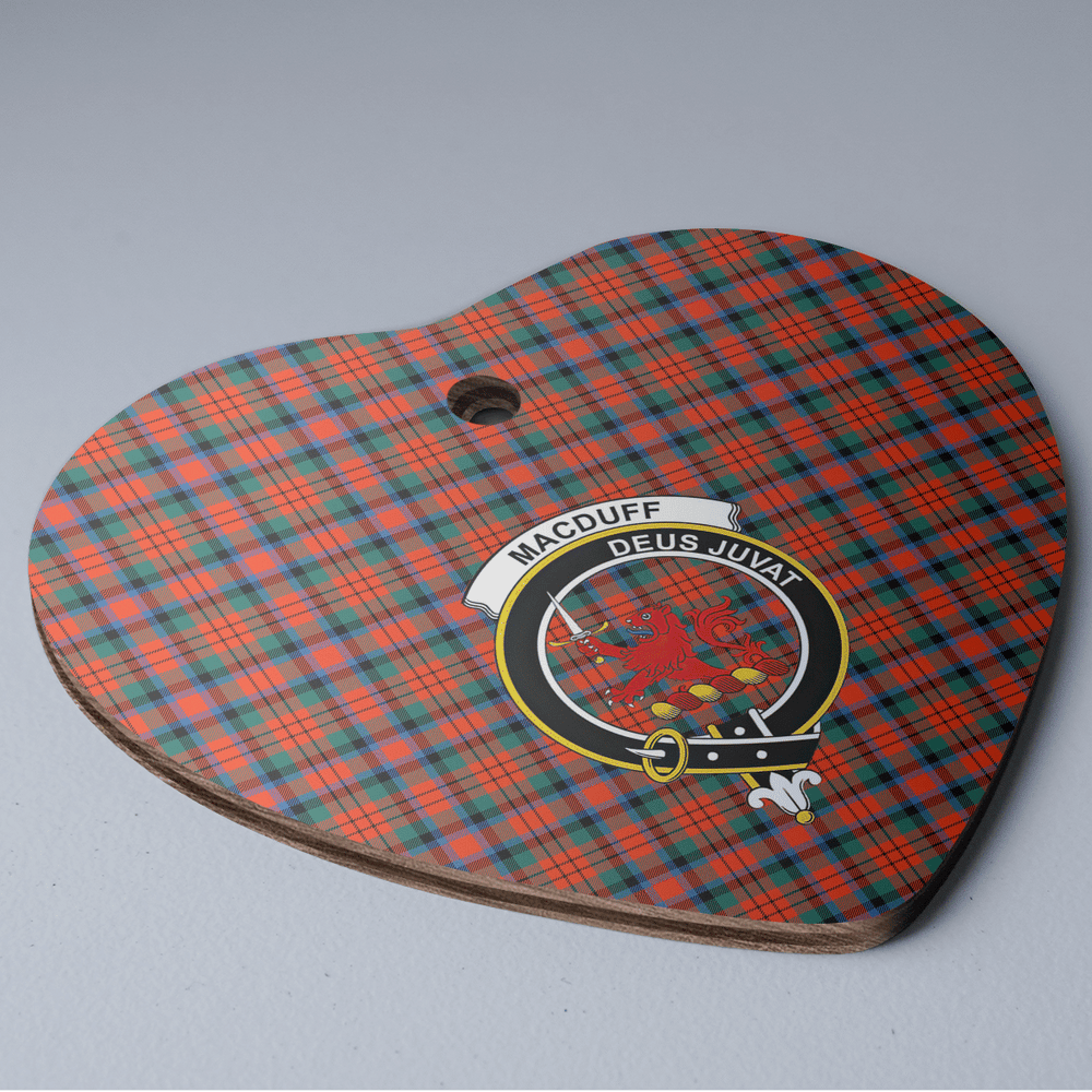 Clan MacDuff Ancient Tartan Crest Heart Ceramic Ornament OZ31 MacDuff Ancient Tartan Tartan Christmas