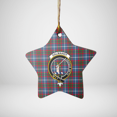 Clan Dalmahoy Tartan Crest Star Ceramic Ornament