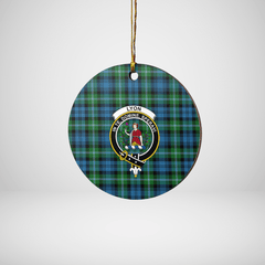 Clan Lyon Tartan Crest Round Ceramic Ornament LK93 Lyon Tartan Tartan Christmas
