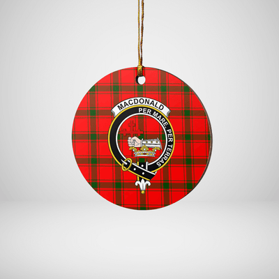 Clan MacDonald of Sleat Tartan Crest Round Ceramic Ornament
