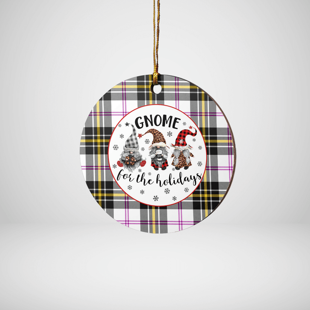 Clan MacPherson Dress Modern Tartan Tartan Crest Gnome Round Ceramic Ornament CL82 MacPherson Dress Modern Tartan Tartan Christmas