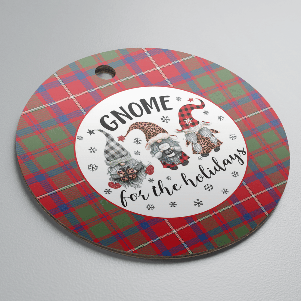 Clan Shaw Red Modern Tartan Tartan Crest Gnome Round Ceramic Ornament VH84 Shaw Red Modern Tartan Tartan Christmas