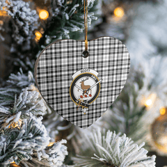 Clan Scott Black & White Modern Tartan Crest Heart Ceramic Ornament QW29 Scott Black & White Modern Tartan Tartan Christmas