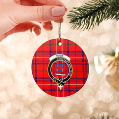Clan Rose Tartan Crest Round Ceramic Ornament QG38 Rose Tartan Tartan Christmas