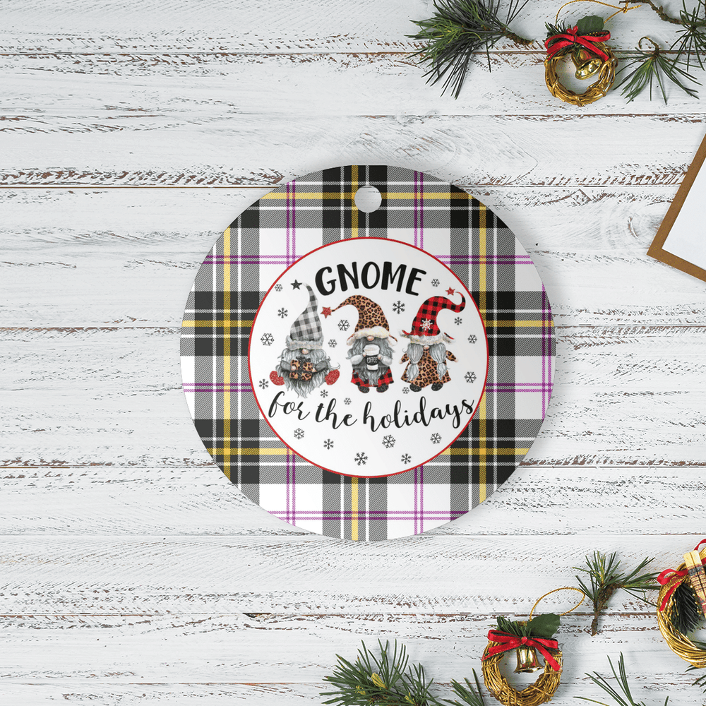 Clan MacPherson Dress Modern Tartan Tartan Crest Gnome Round Ceramic Ornament CL82 MacPherson Dress Modern Tartan Tartan Christmas