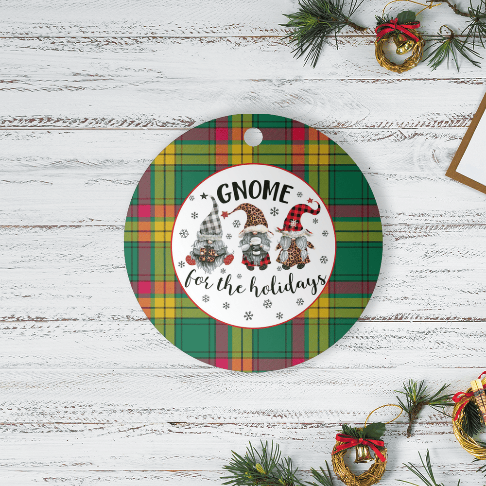 Clan MacMillan Old Ancient Tartan Tartan Crest Gnome Round Ceramic Ornament HS57 MacMillan Old Ancient Tartan Tartan Christmas