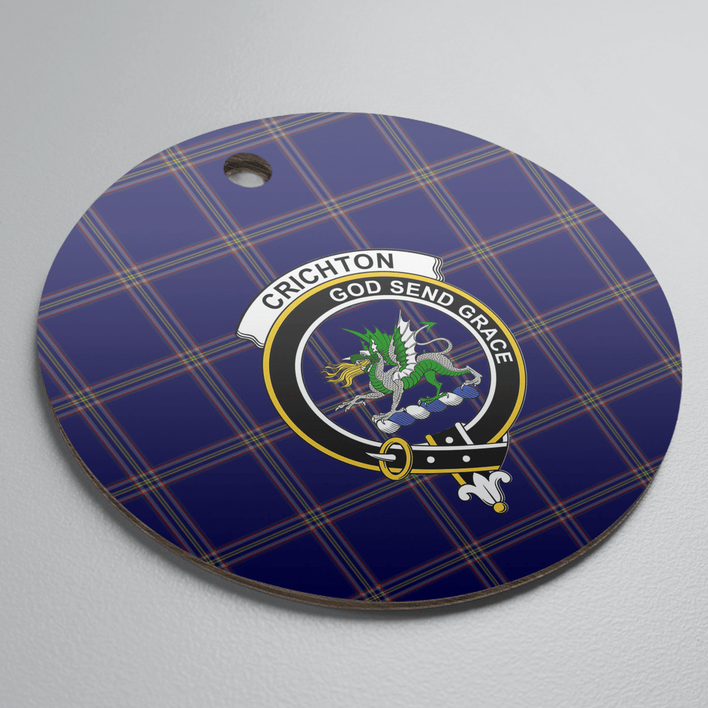 Clan Crichton Tartan Crest Round Ceramic Ornament DC29 Crichton Tartan Tartan Christmas