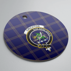 Clan Crichton Tartan Crest Round Ceramic Ornament DC29 Crichton Tartan Tartan Christmas