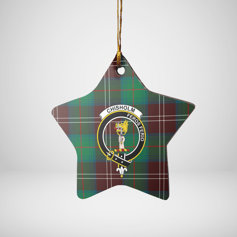 Clan Chisholm Hunting Ancient Tartan Crest Star Ceramic Ornament TN95 Chisholm Hunting Ancient Tartan Tartan Christmas