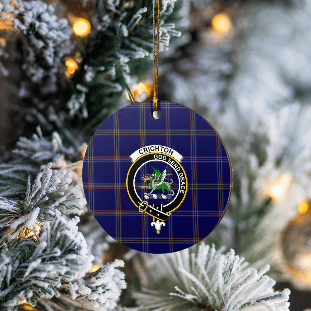 Clan Crichton Tartan Crest Round Ceramic Ornament DC29 Crichton Tartan Tartan Christmas