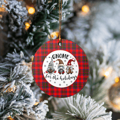 Clan MacKillop Tartan Tartan Crest Gnome Round Ceramic Ornament IM47 MacKillop Tartan Tartan Christmas