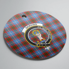 Clan Skirving (Edinburgh) Tartan Crest Round Ceramic Ornament WR79 Skirving (Edinburgh) Tartan Tartan Christmas