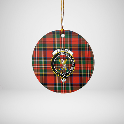 Clan Stewart Royal Modern Tartan Crest Round Ceramic Ornament