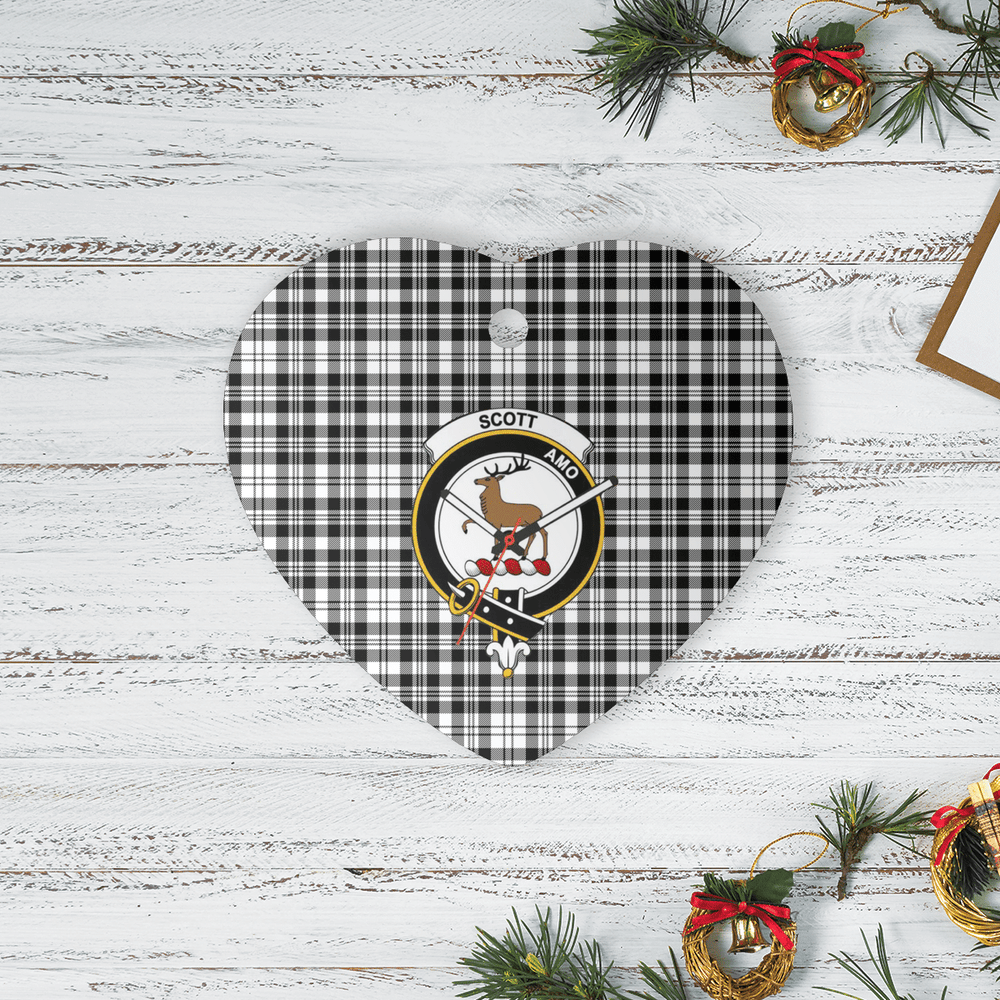 Clan Scott Black & White Modern Tartan Crest Heart Ceramic Ornament QW29 Scott Black & White Modern Tartan Tartan Christmas