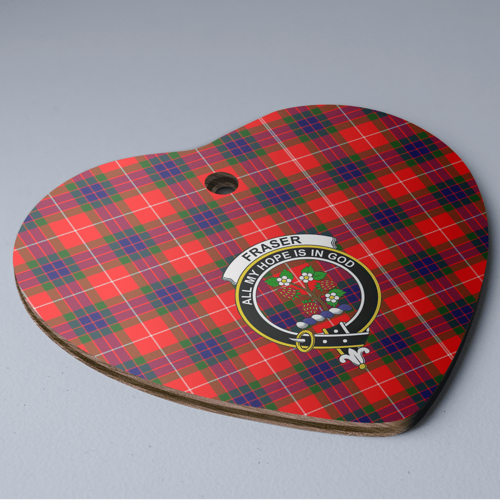Clan Fraser Modern Tartan Crest Heart Ceramic Ornament TI19 Fraser Modern Tartan Tartan Christmas