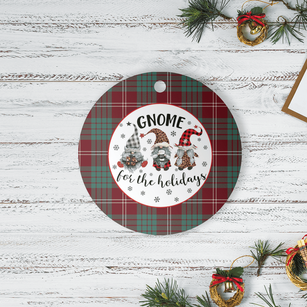 Clan Crawford Modern Tartan Tartan Crest Gnome Round Ceramic Ornament ZT36 Crawford Modern Tartan Tartan Christmas