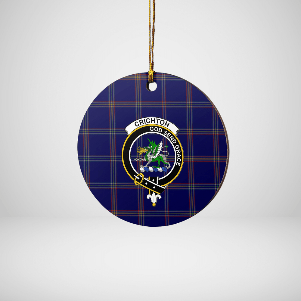 Clan Crichton Tartan Crest Round Ceramic Ornament DC29 Crichton Tartan Tartan Christmas