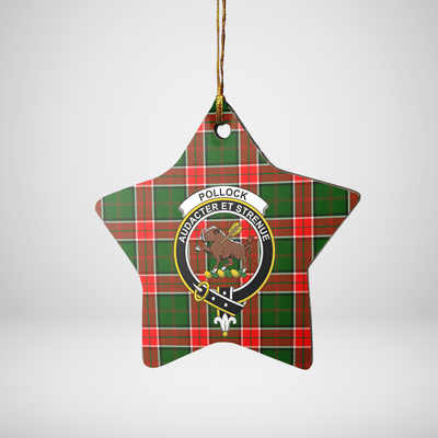Clan Pollock Modern Tartan Crest Star Ceramic Ornament
