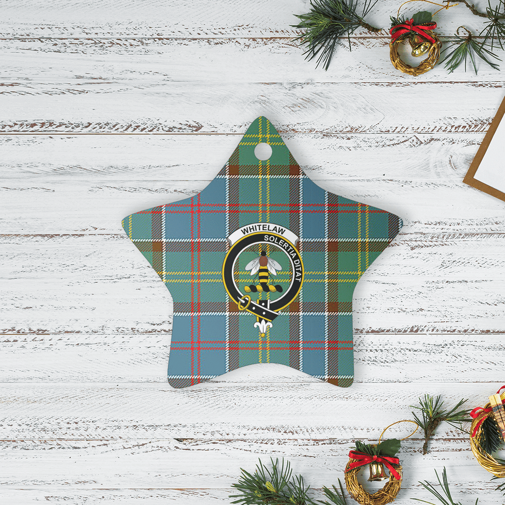 Clan Whitelaw Tartan Crest Star Ceramic Ornament QY60 Whitelaw Tartan Tartan Christmas