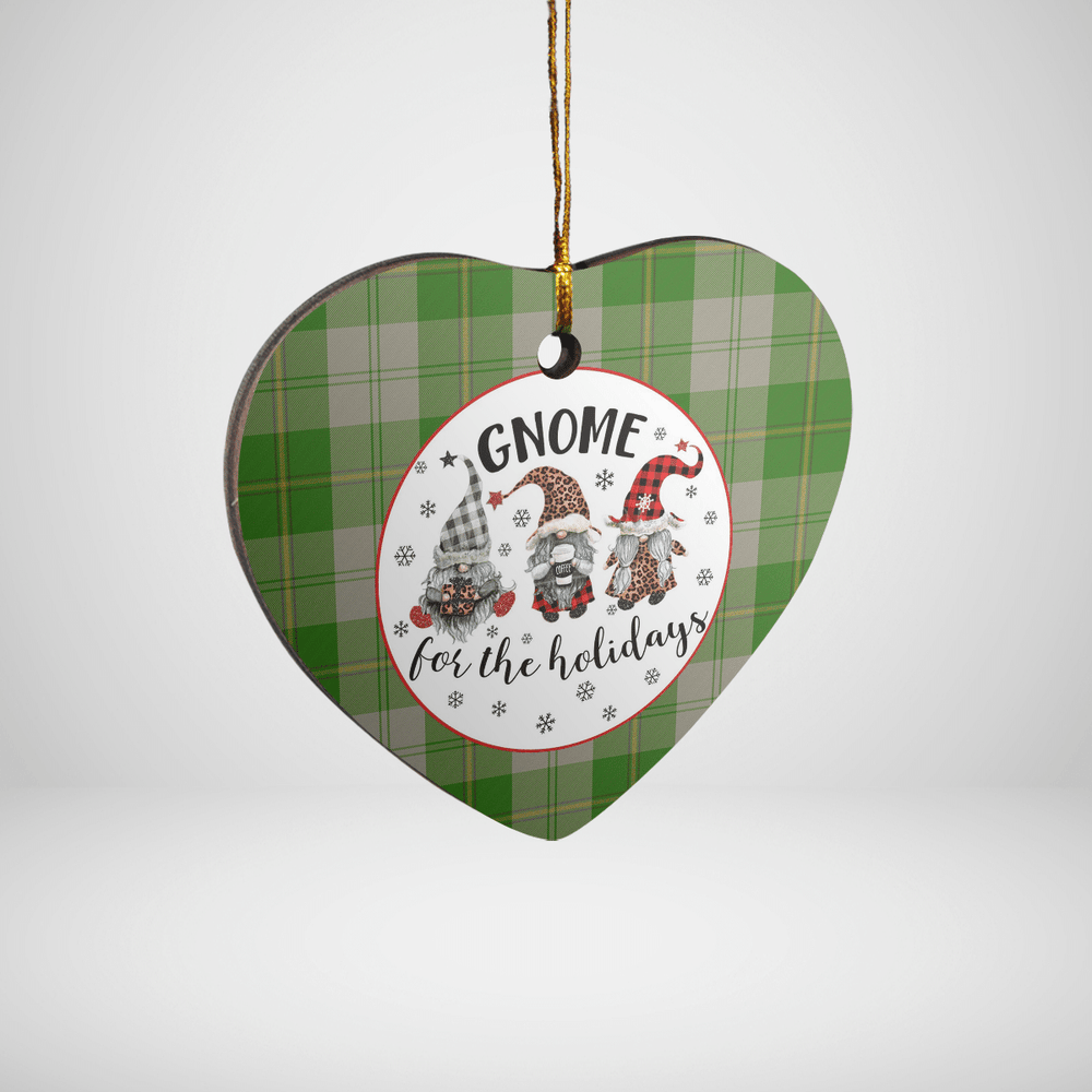 Clan Cunningham Dress Green Dancers Tartan Tartan Crest Gnome Heart Ceramic Ornament KY58 Cunningham Dress Green Dancers Tartan Tartan Christmas